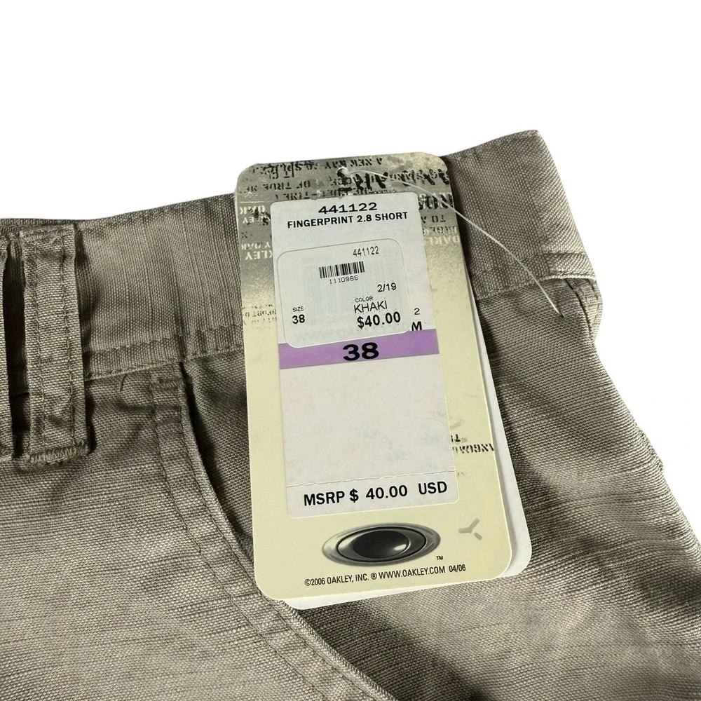 OAKLEY Shorts Mens 38 Khaki Fingerprint 2.8 Loose Fit Y2K Skate Golf 2006 NEW - Picture 9 of 13